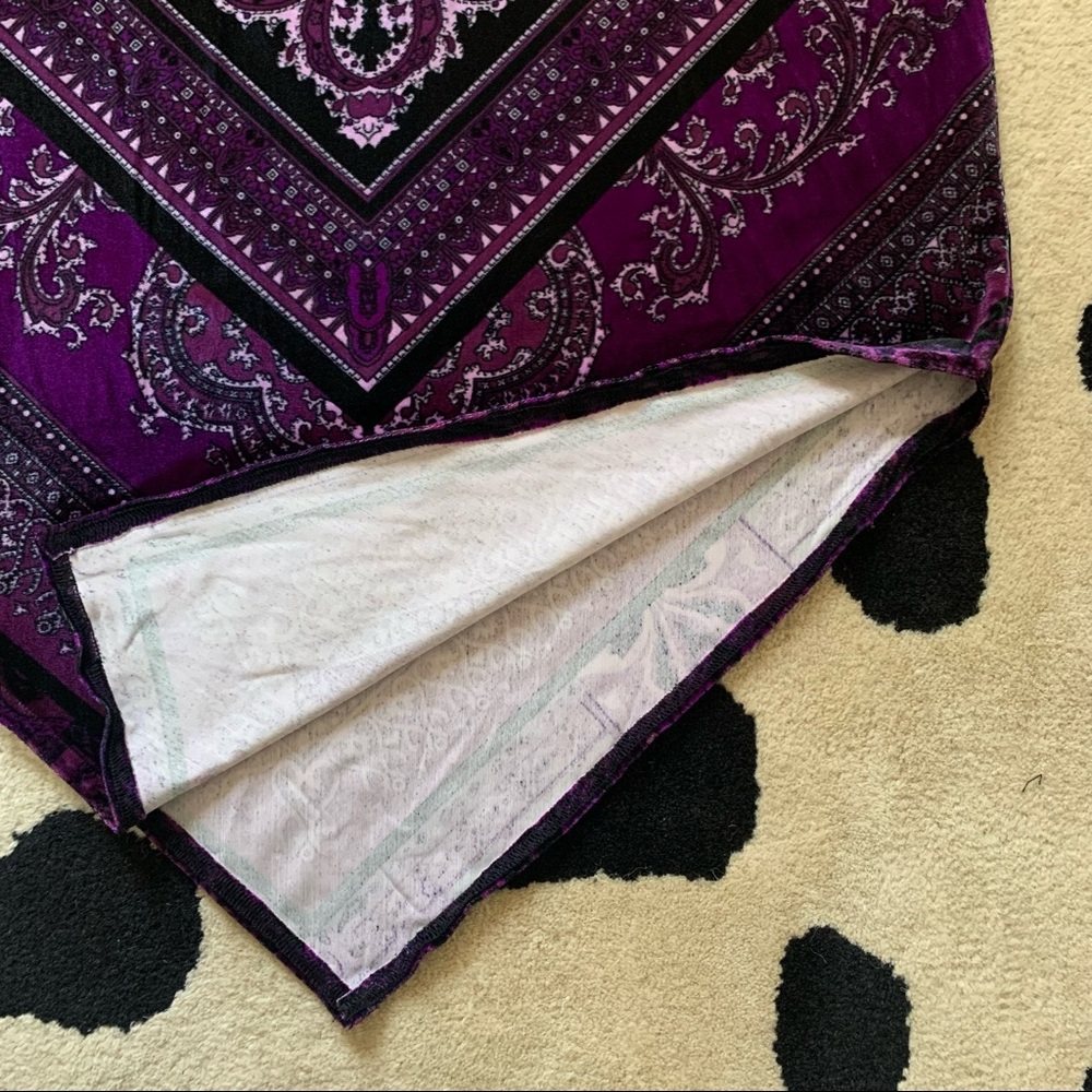 🚫SOLD•E✝️SY🚫 Vintage Velour Asymmetrical Paisley Purple Skirt - Picture 4 of 9